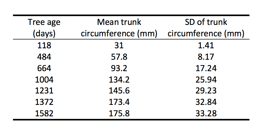 Screenshot from MS Word showing the final formatted and clean table